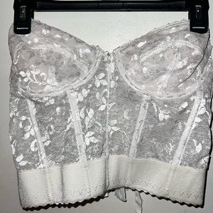 1980s vintage white lace bustier